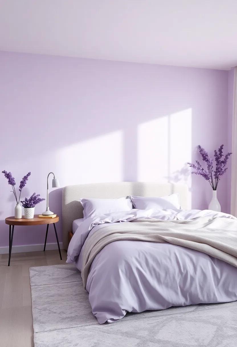 Captivating bedroom Designs Featuring Lavender and Gray Elements