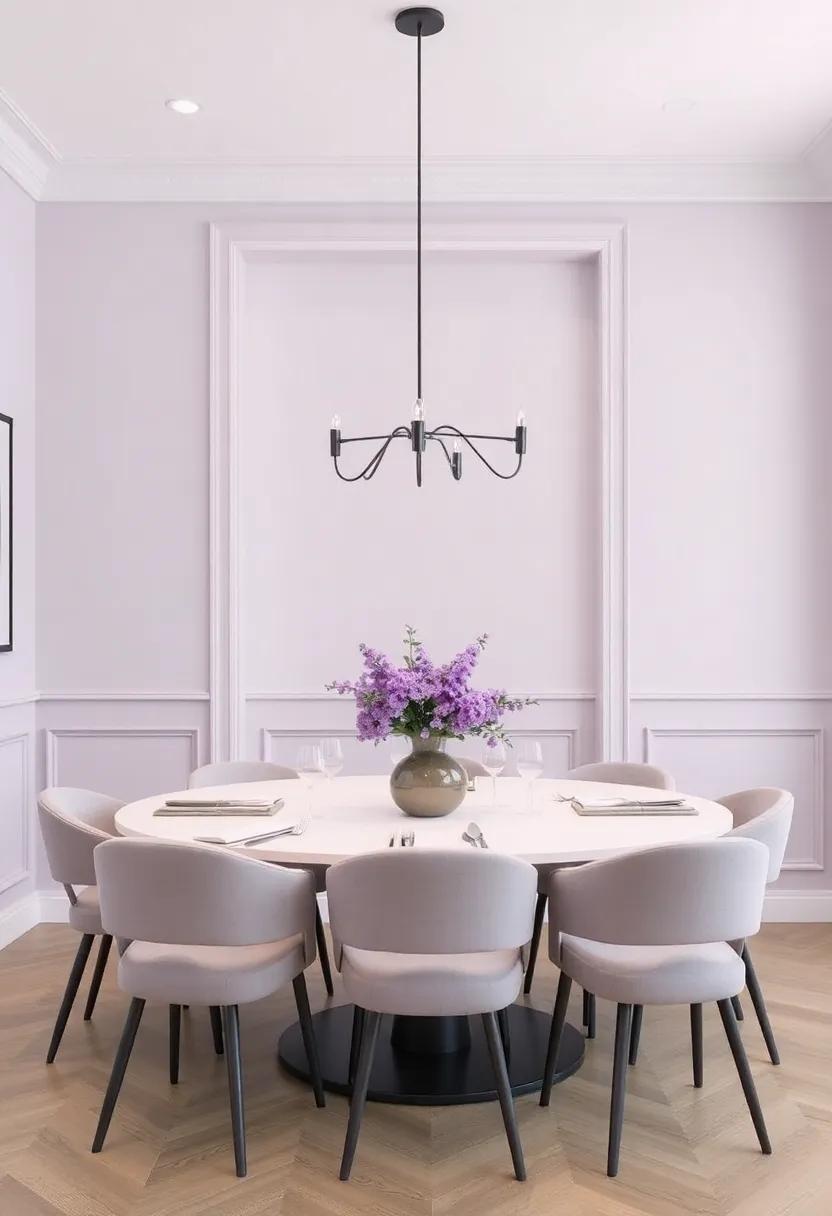 Infusing Elegance in Dining Areas with Lavender and Gray Combinations
