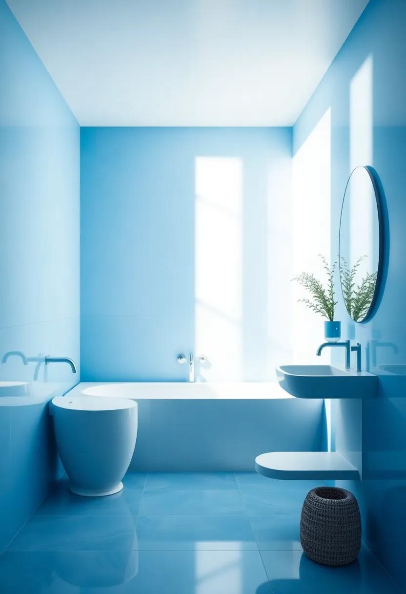 The Calming Effects of Natural light in a Blue-Themed Bathroom Oasis