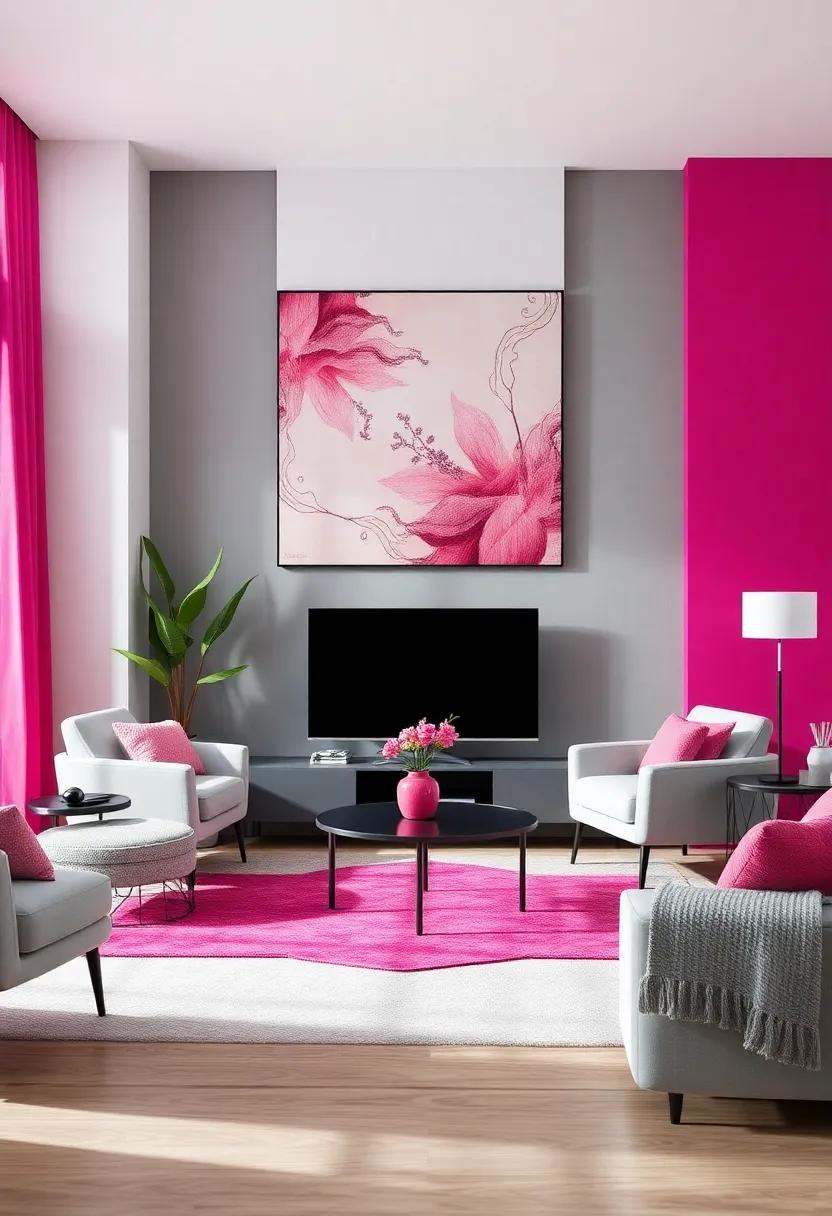 Vibrant Fuchsia ​Accents: ⁤Energizing Your Living Room‌ Canvas​ with​ Bold Hues