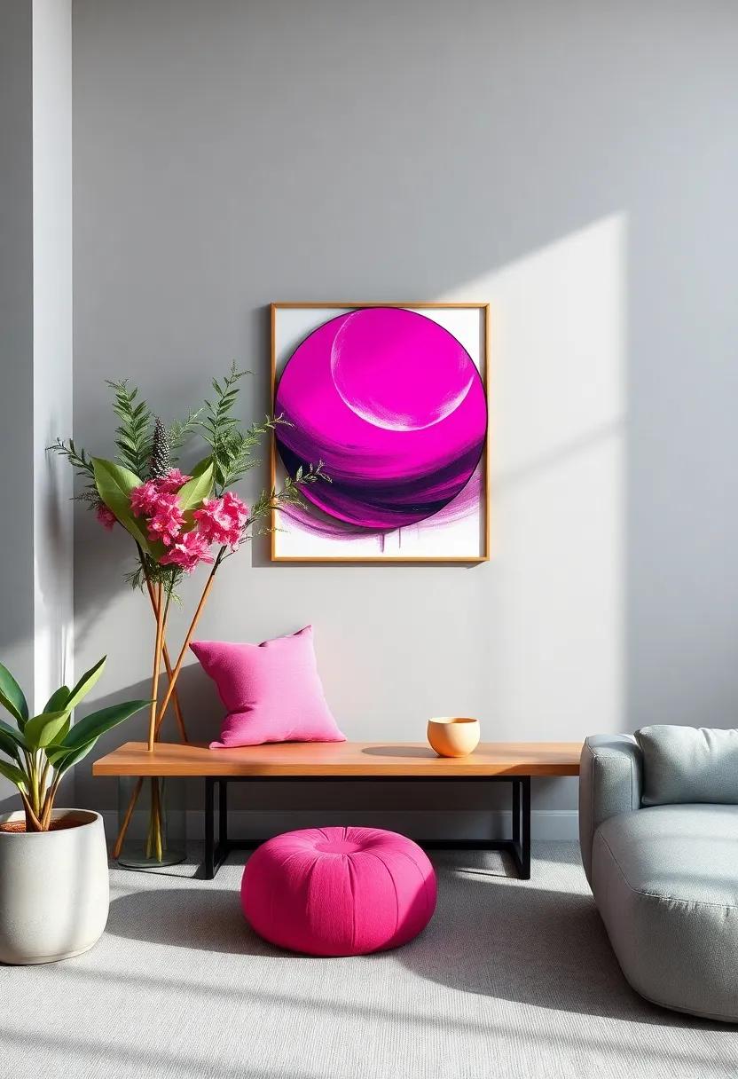 Artful‍ Displays:​ Curating Wall⁢ Art ‌that ‌Harmonizes ​Fuchsia ⁣and ⁤Gray