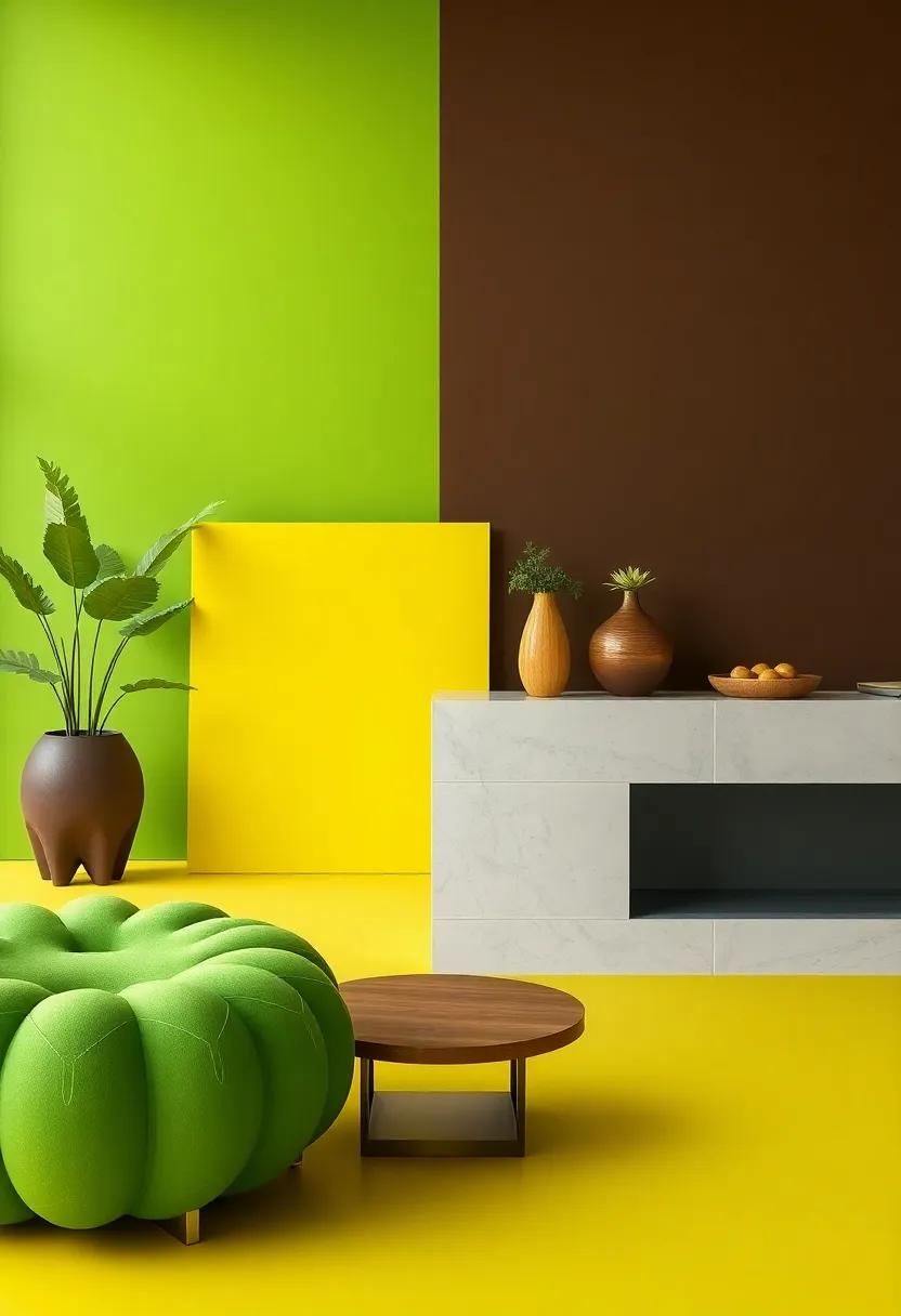 Chartreuse and Dark Chocolate: For a contemporary​ twist,‌ this bright and bold pairing brings energy alongside warmth, invigorating ⁤your space