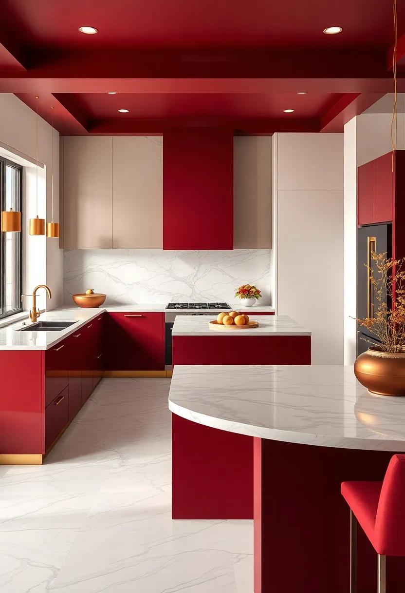 The ⁤Glamour ⁣of⁢ Burgundy and Gold ⁤in Kitchen Design