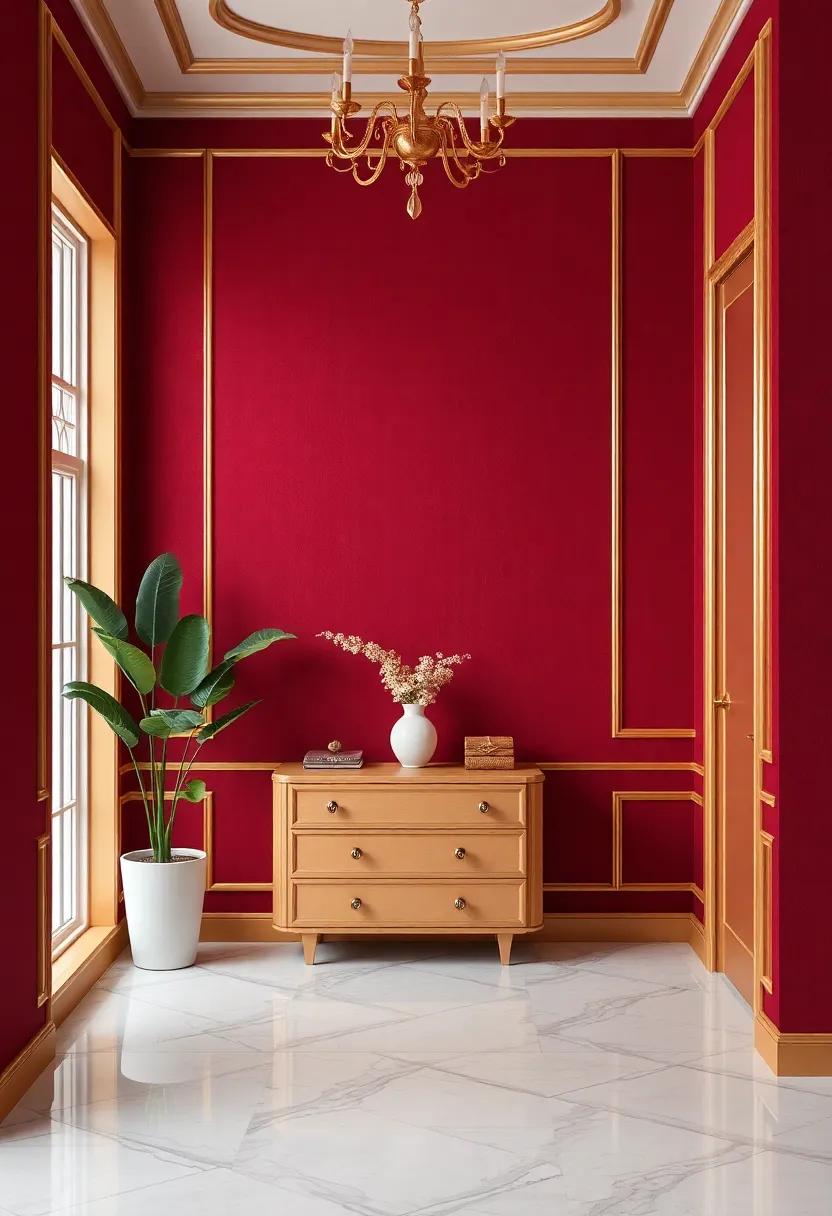 The Majesty of ​Burgundy​ wall⁣ Coverings and Gold Trimmings