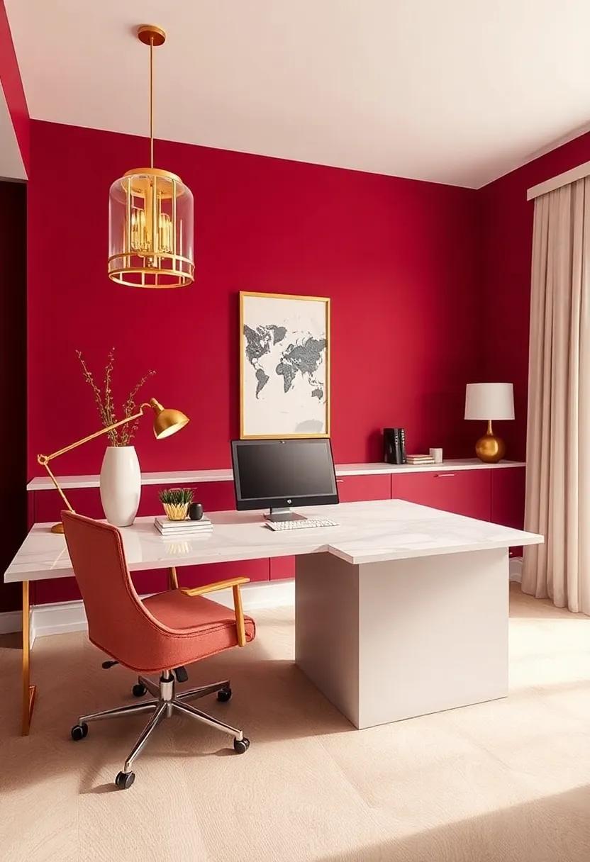 Elevating your ​Home ‍Office: Burgundy and‍ Gold Workspace‌ Ideas