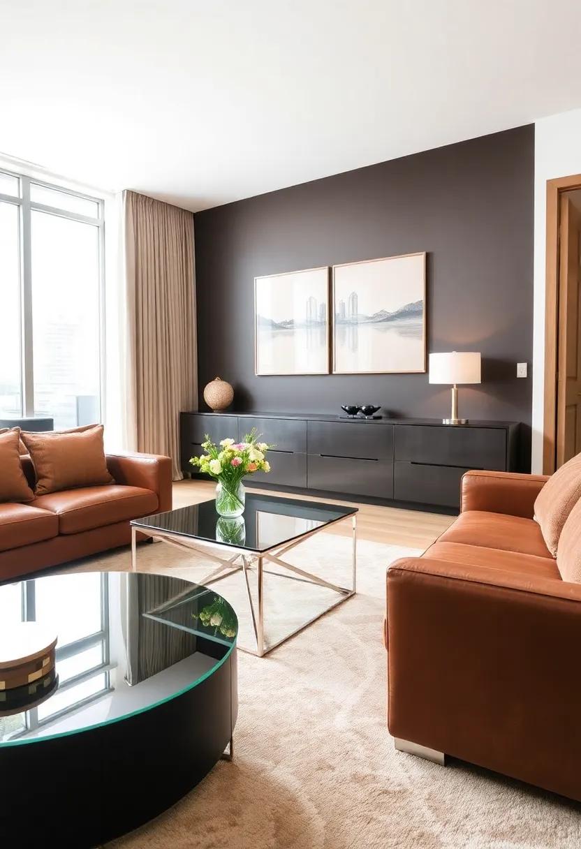 Combine a⁤ sleek glass table with brown accents in your lighting fixtures ⁣to create​ a cohesive, chic ⁣atmosphere
