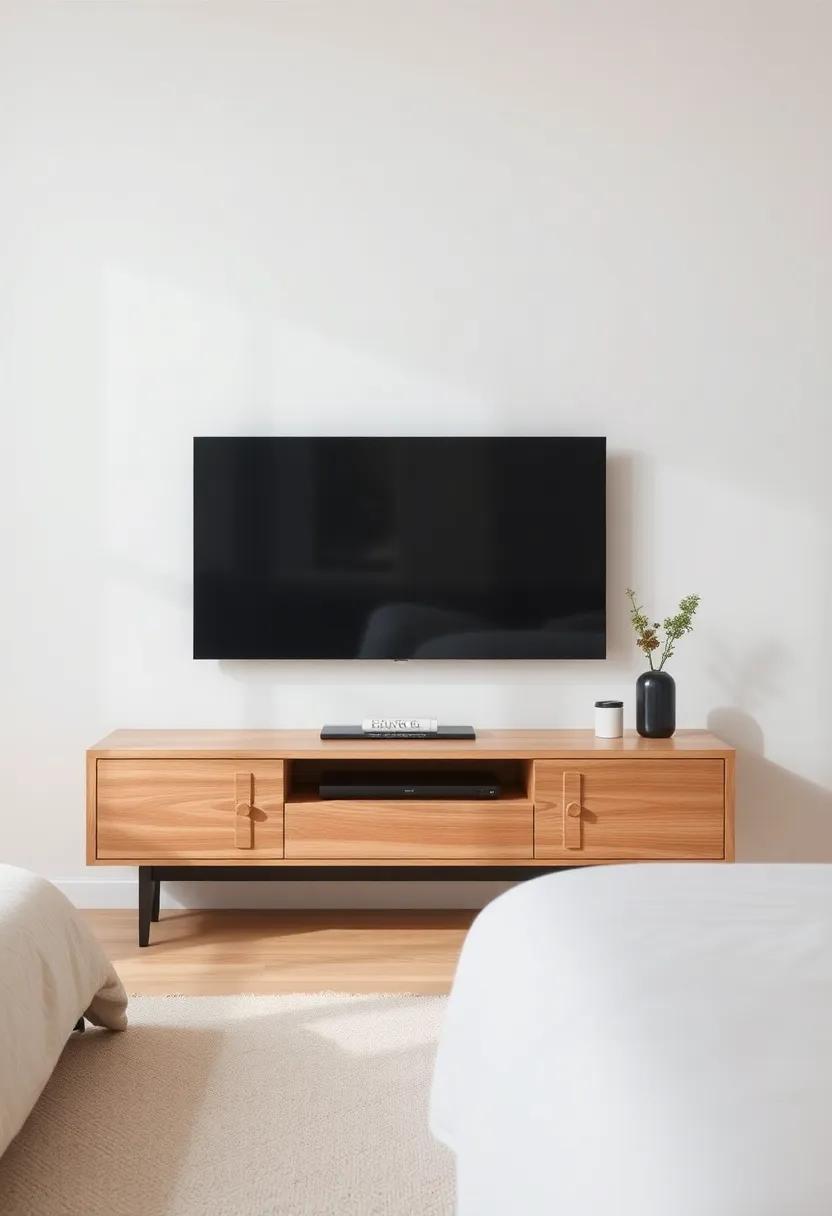 Minimalist Wooden Stand - Embrace simplicity with a sleek wooden unit that features clean lines and a natural​ finish, ⁣perfect for a modern, uncluttered approach