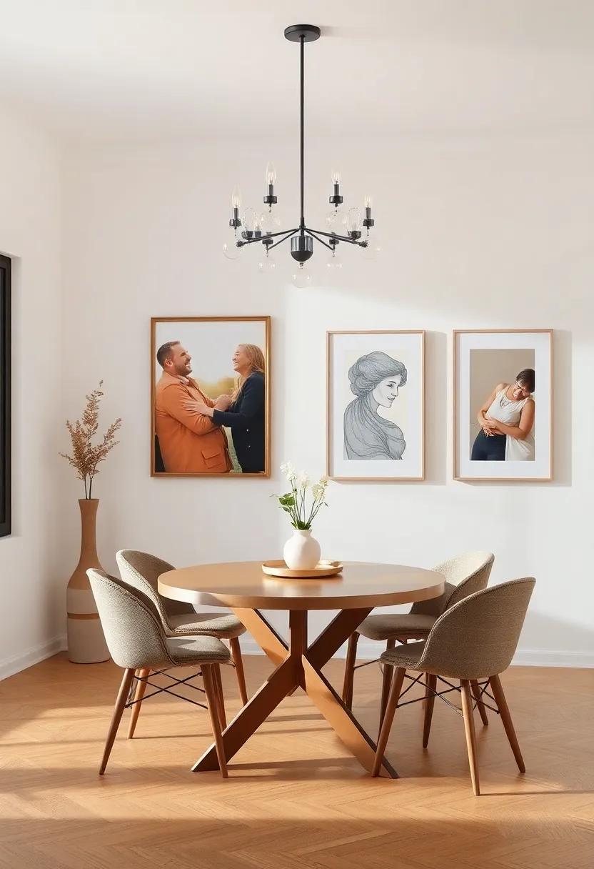 showcasing Personal Art: Decorating with Unique Wall Pieces and Family Photos