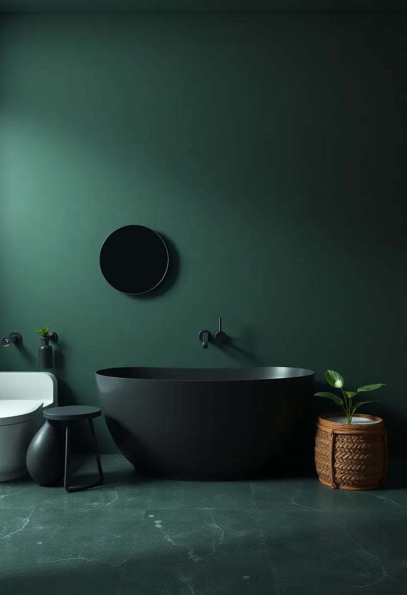 forest ⁢Green Oasis: Embracing Nature in Your Dark Bathroom Design