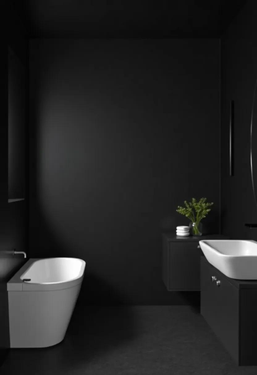 Black Beauty: The Ultimate Boldness of Jet Black ⁤Bathroom Walls