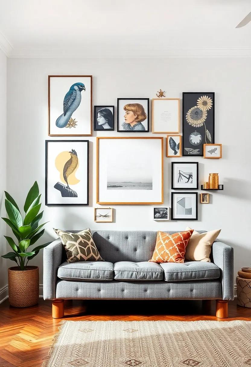 Art ⁣Gallery Wall: ​Curate a collection of​ art pieces, photographs, and​ personal mementos to create⁣ an inspiring gallery ​wall ⁣that showcases your‌ individuality