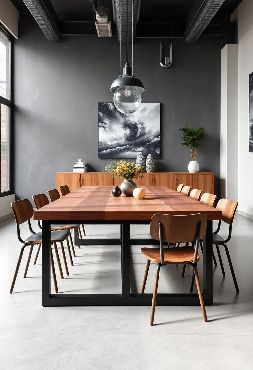Industrial chic: incorporate raw metal and wood for an edgy yet stylish dining table that meshes perfectly with urban décor