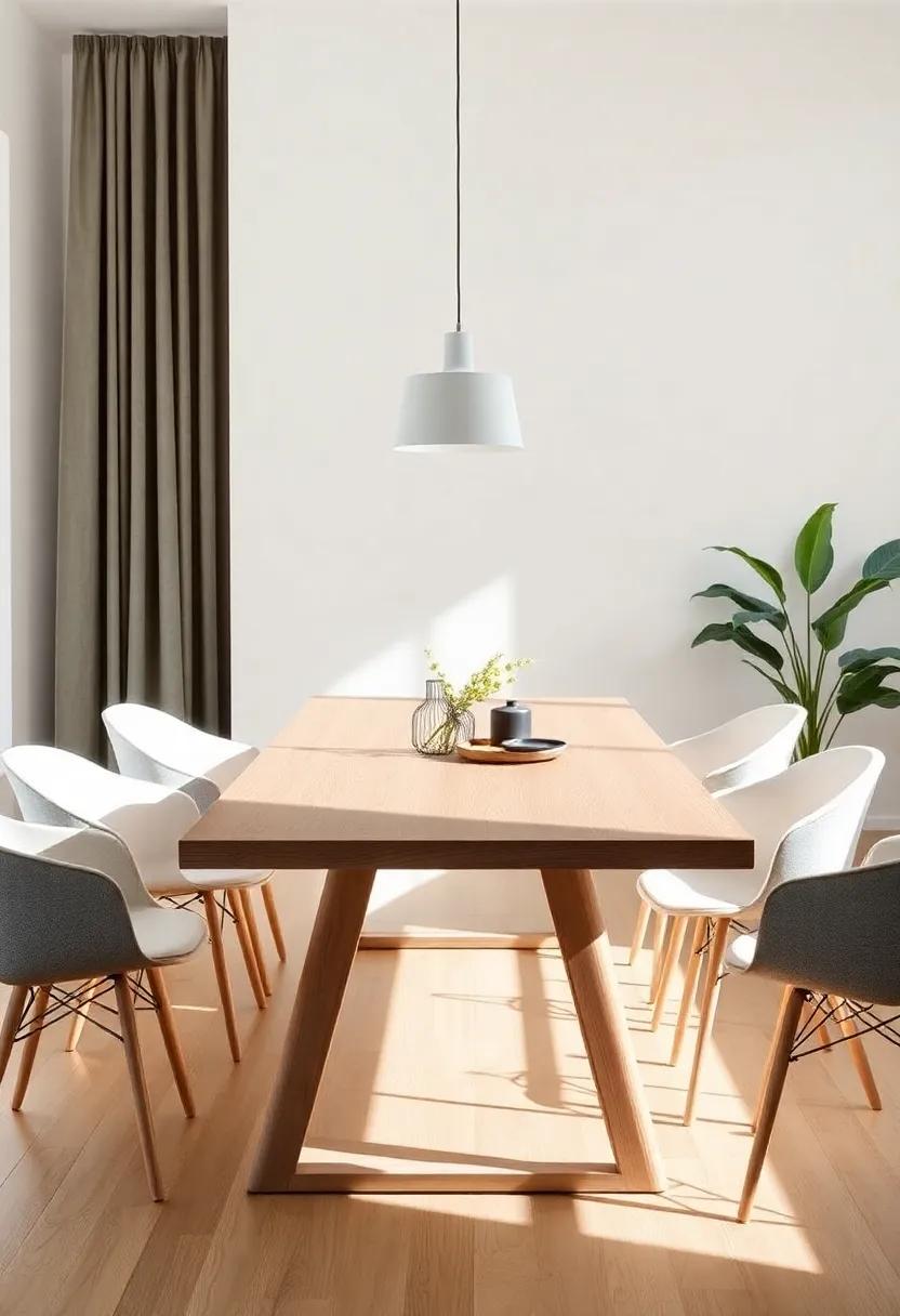 Scandinavian Simplicity: Light wood tones and simple lines characterize this style, creating a calm and uncluttered dining experience