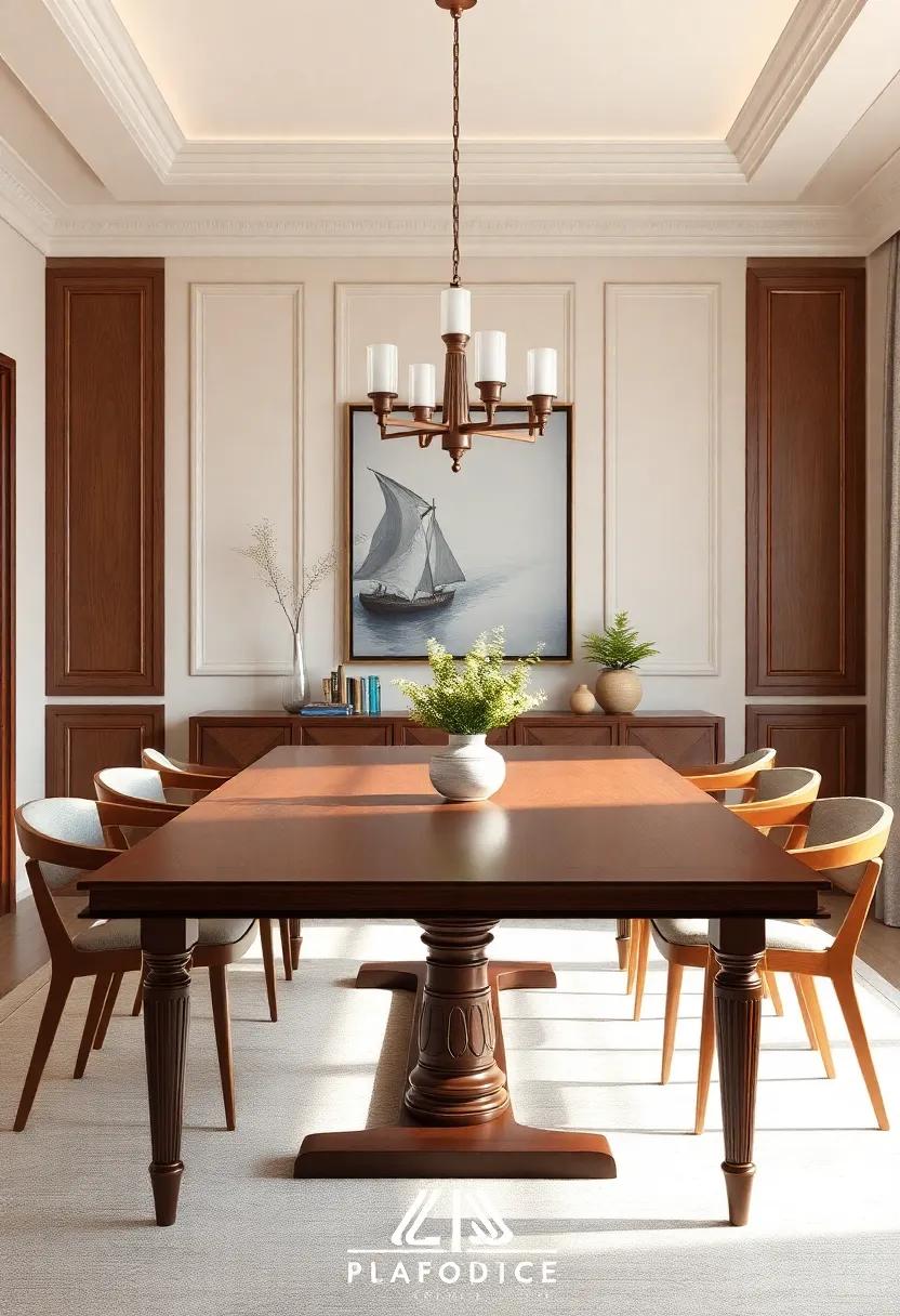 Classic Dining Room: A timeless rectangular table crafted from rich mahogany or oak can bring sophistication to any space