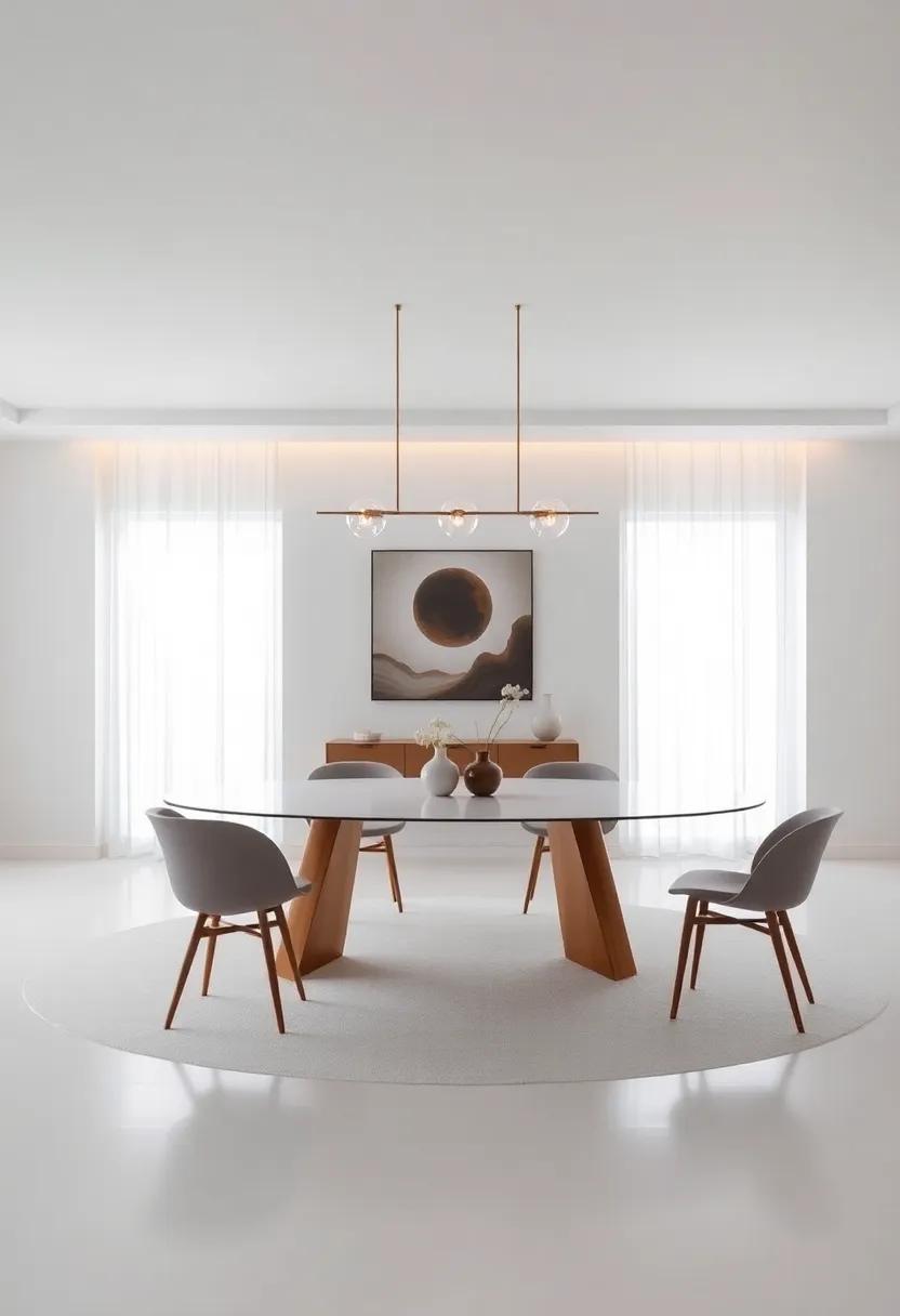 sleek and Oval: An oval dining table promotes flow and movement in the room, making it a practical choice for both small and large spaces