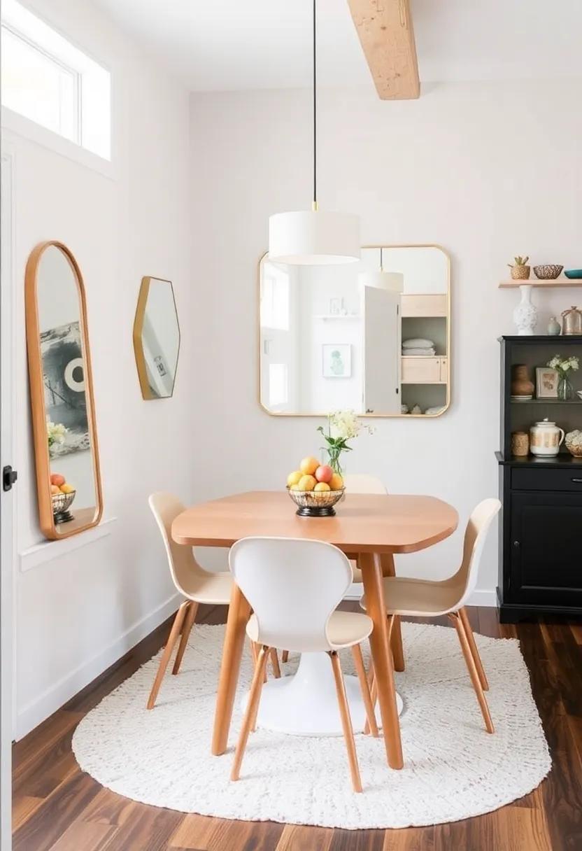 7) ​Use Mirrors: Strategically​ place mirrors to reflect light and create depth, giving your dining space an airy, open feeling