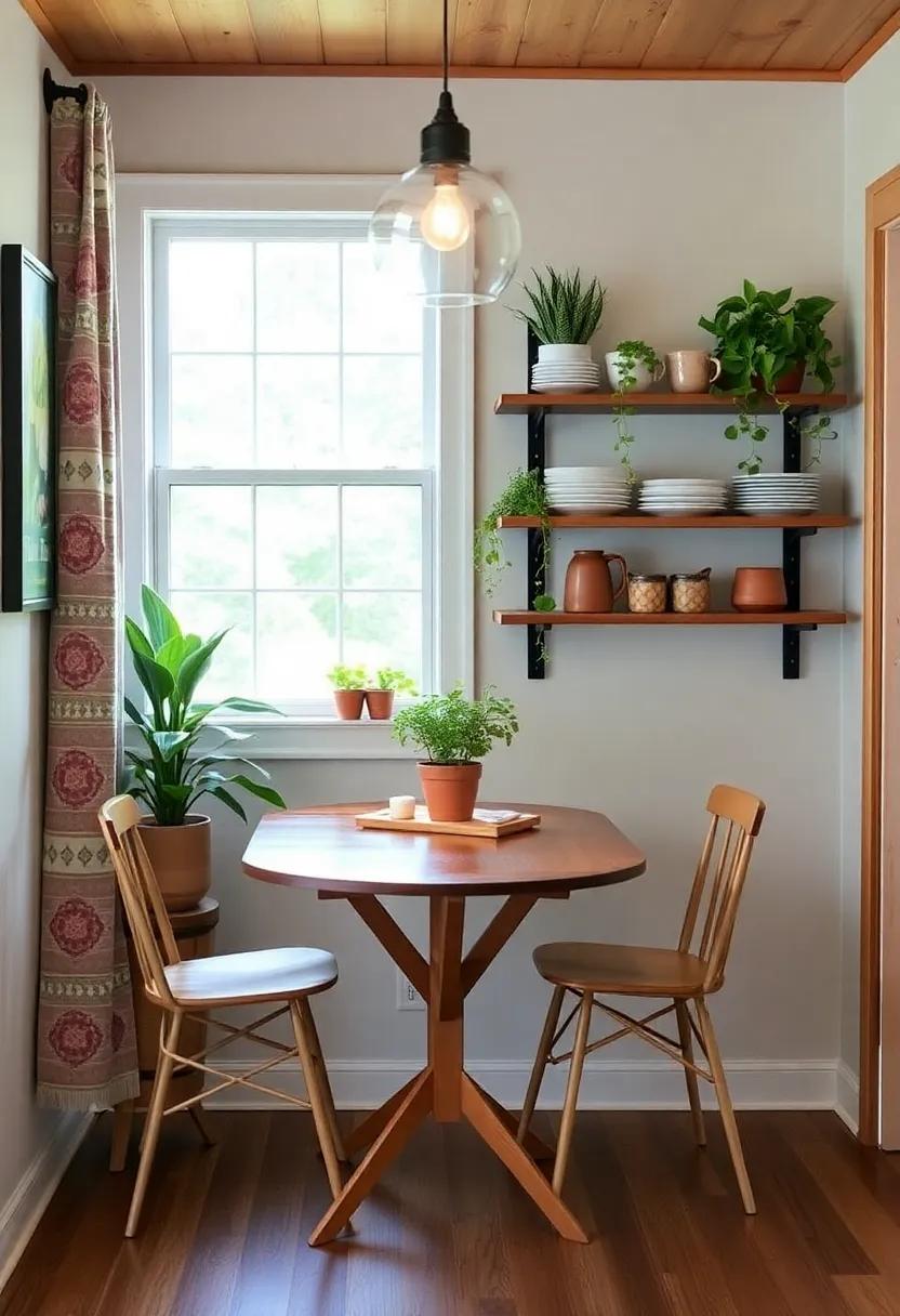 2) Vertical ⁣Storage: Utilize wall-mounted shelves to display dinnerware and plants, maximizing‍ vertical space while keeping the ​dining area tidy