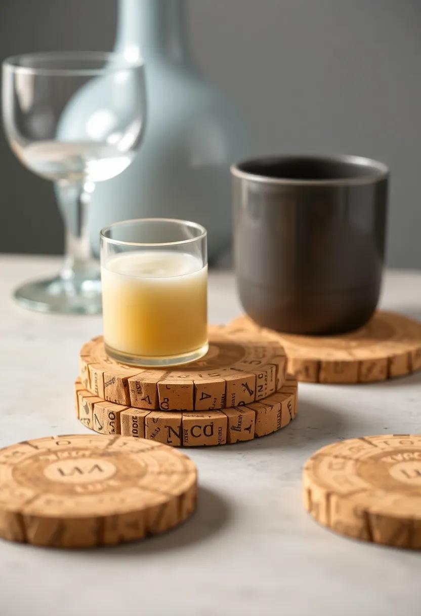 Craft​ Personalized​ Coasters from⁢ Cork or ‍Wood