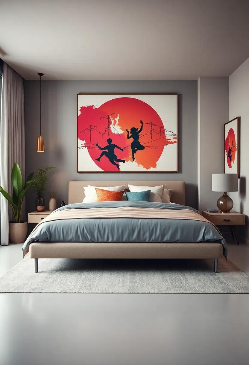 Embracing Bold Modern Art⁤ as the ⁤Focal Point ⁢of an Eclectic Bedroom ⁣Design