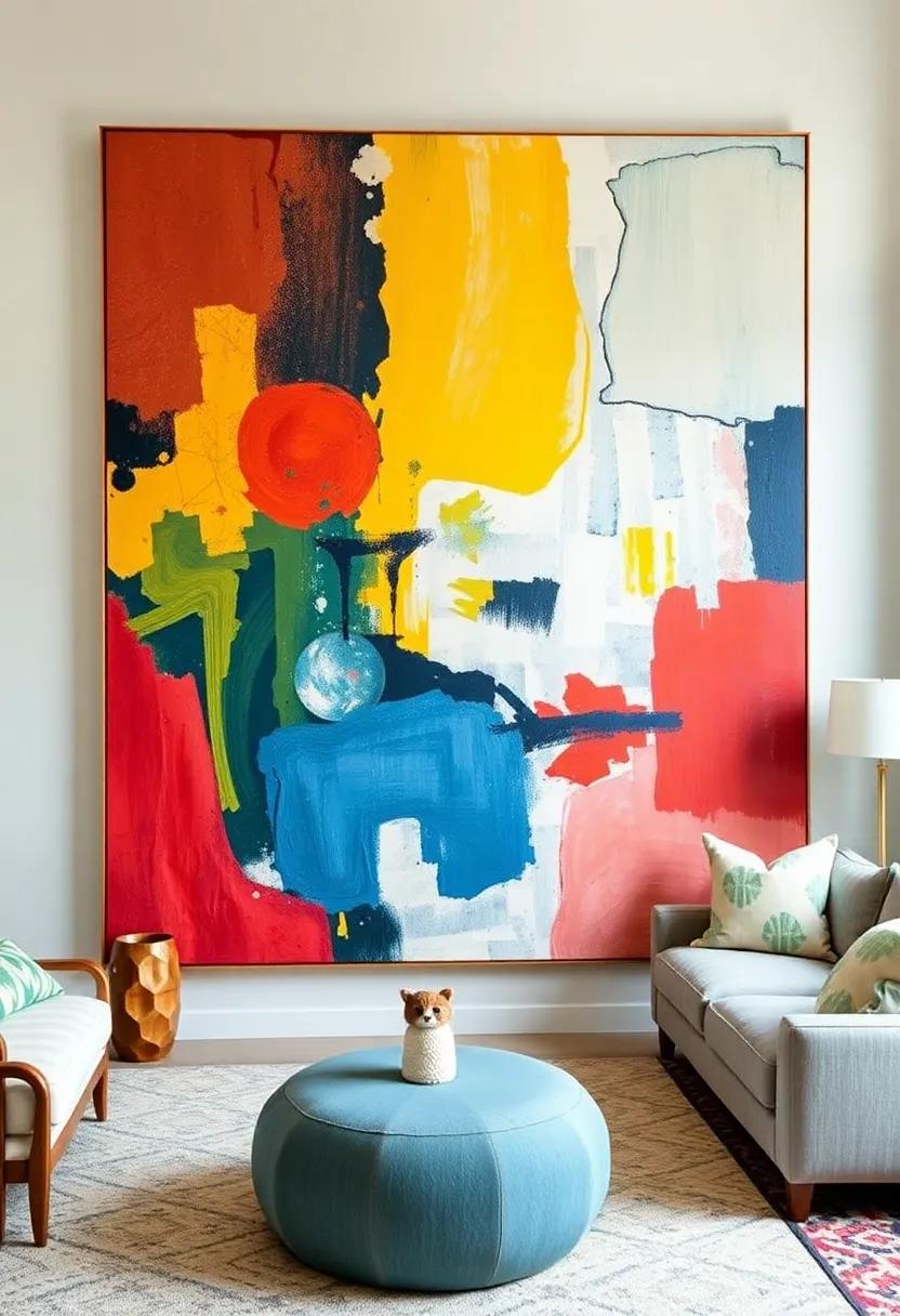 Oversized Abstract canvas:⁢ Go big or⁤ go home with a massive abstract​ painting that catches the eye and stirs conversation. The vivid colors ‍and⁤ unpredictable ‌shapes can energize any room