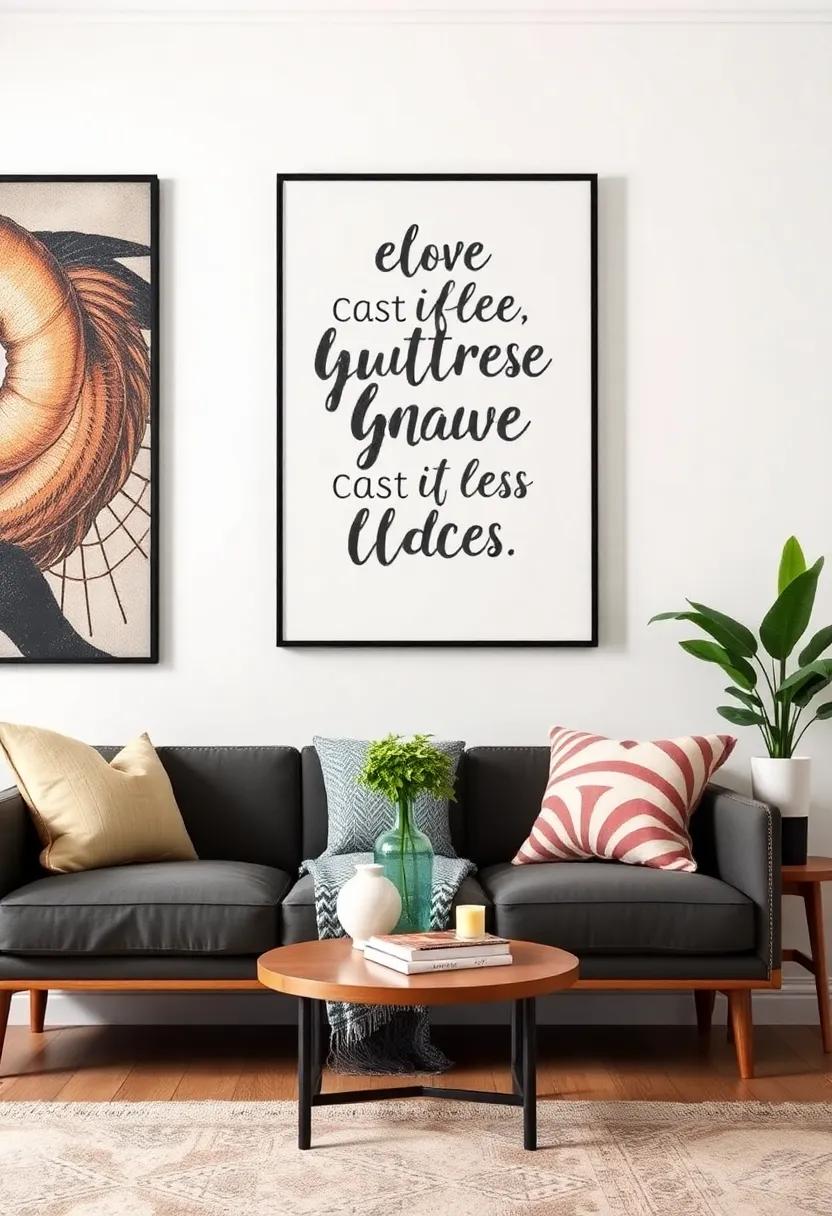 Typography ⁣Wall Art: Make an impactful⁣ statement with typography art featuring inspiring quotes or fun​ phrases. This not only ​adds personality but also sets the emotional tone of your ‌space