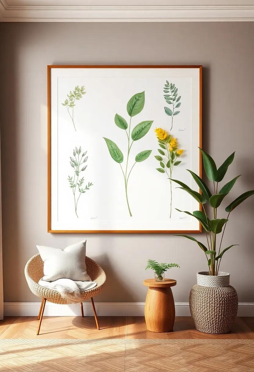 Nature-Inspired Wall ​Art: Bring the⁤ outdoors in with large botanical prints or ⁣framed pressed plants. This organic touch can balance the boldness of other artworks ⁤and‌ create a harmonious atmosphere