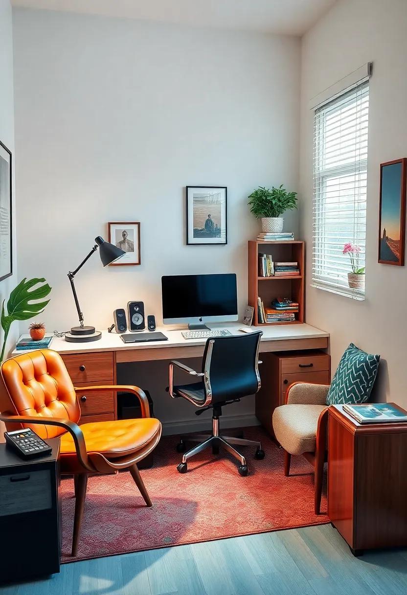 Hybrid Work Space: Design a home⁢ office ‌with classic desk furniture alongside modern gadgets, combining retro charm with functional efficiency
