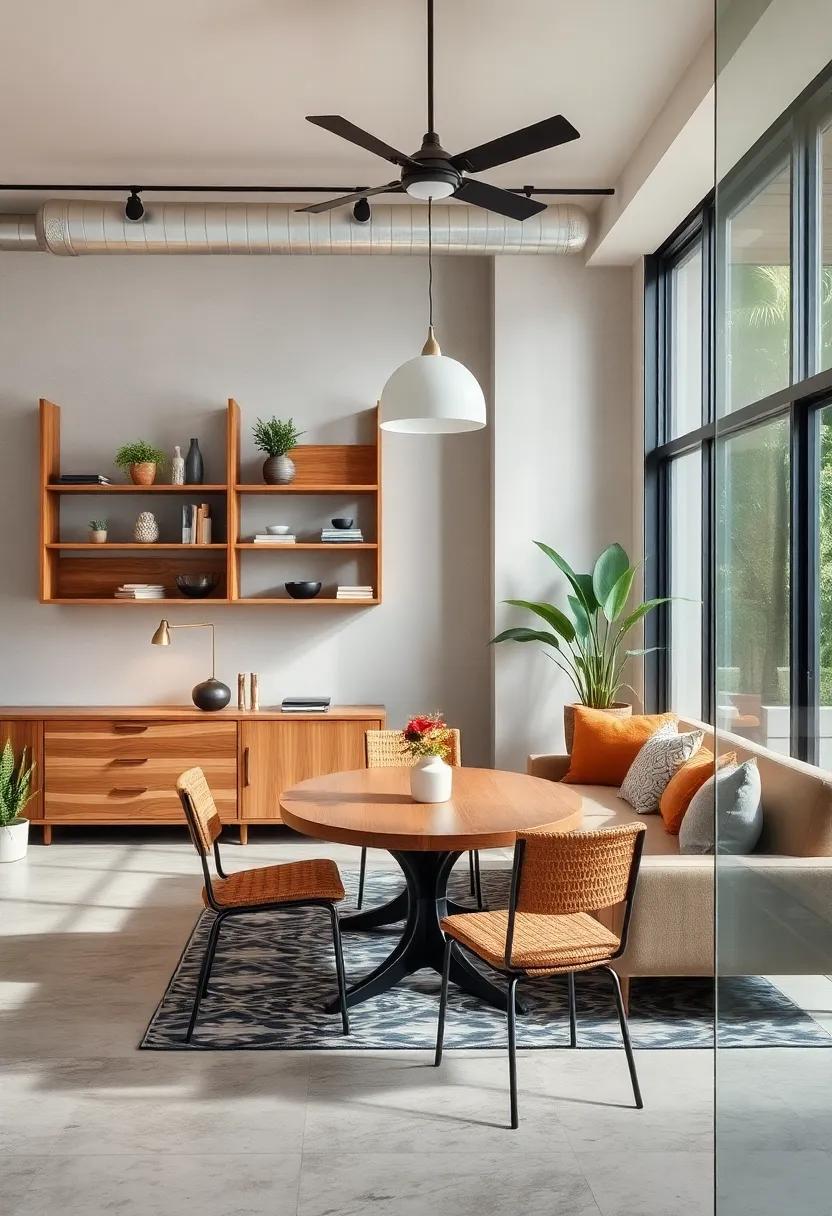 Blend‌ Materials: Combine wood, metal, ⁢and glass elements to craft a ⁣dynamic balance between rustic⁢ retro aesthetics and sleek contemporary finishes