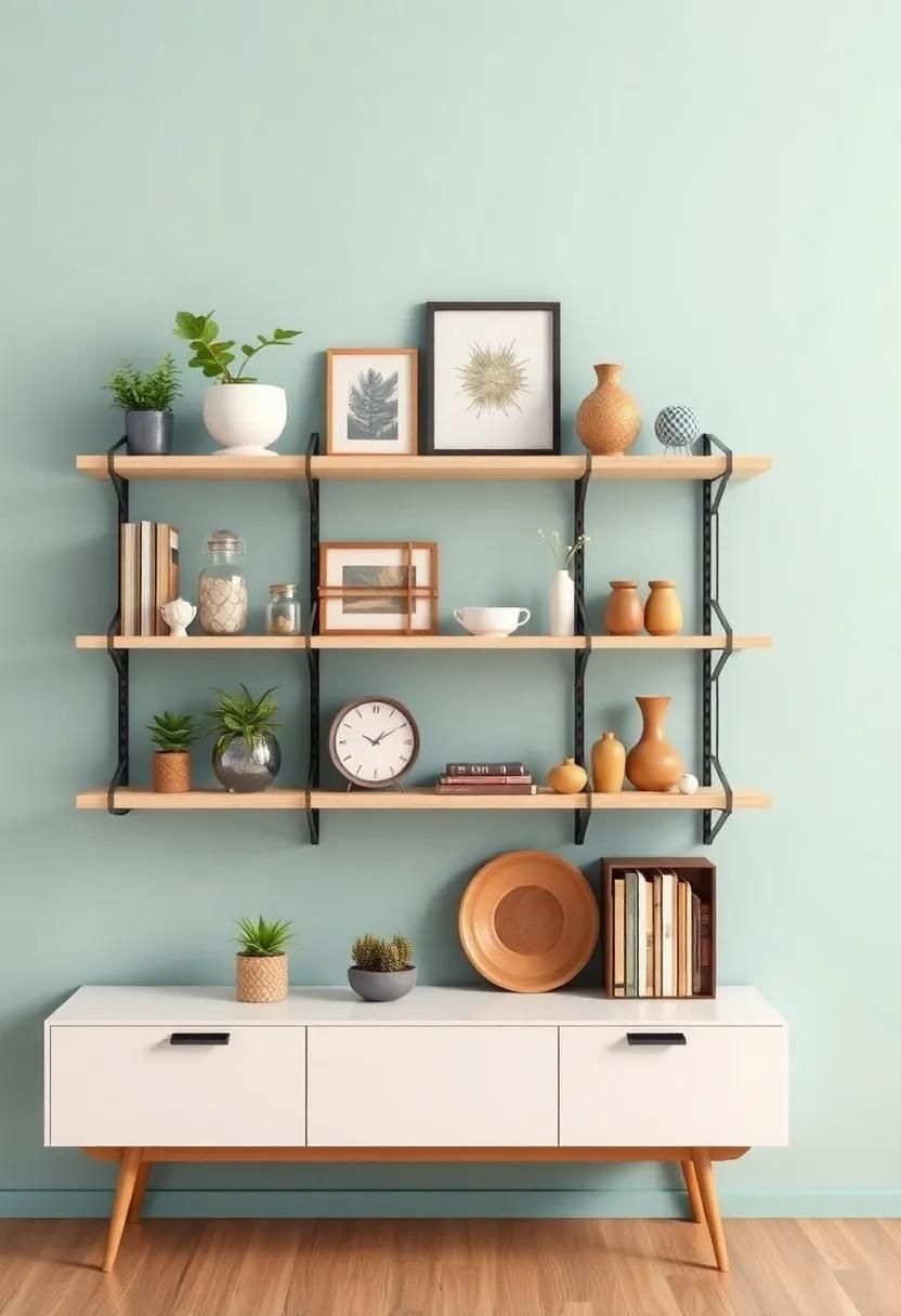 Unique Wall Shelves: Install open shelving with a mix‌ of vintage and modern items that reflect your personality and create visual interest
