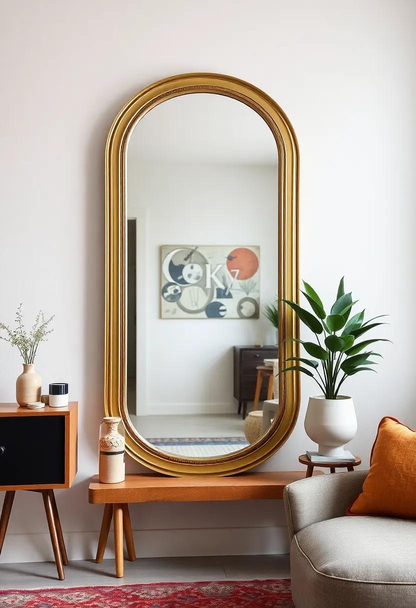 Artistic Mirror: ⁤Select⁤ a large, funky ​mirror that⁢ reflects a⁢ retro design to ⁣make your space feel larger and more dynamic