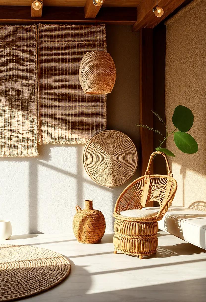 Layering Textures: Combine different natural‌ woven materials like jute, sisal, and rattan to create a rich, tactile experience in your living space