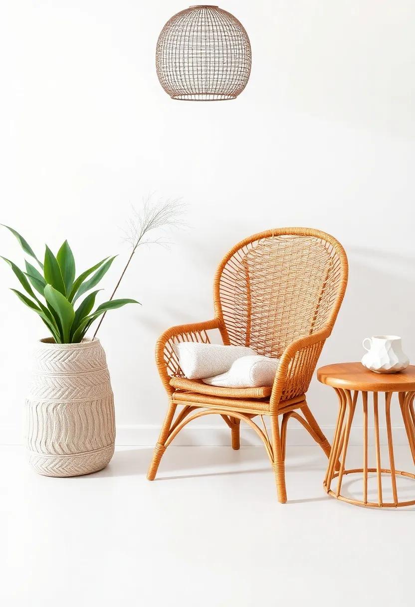 Eclectic Furniture: Select furniture pieces that‌ incorporate natural woven materials,​ such as a rattan ‌chair or ⁤a wicker coffee table for a cozy feel