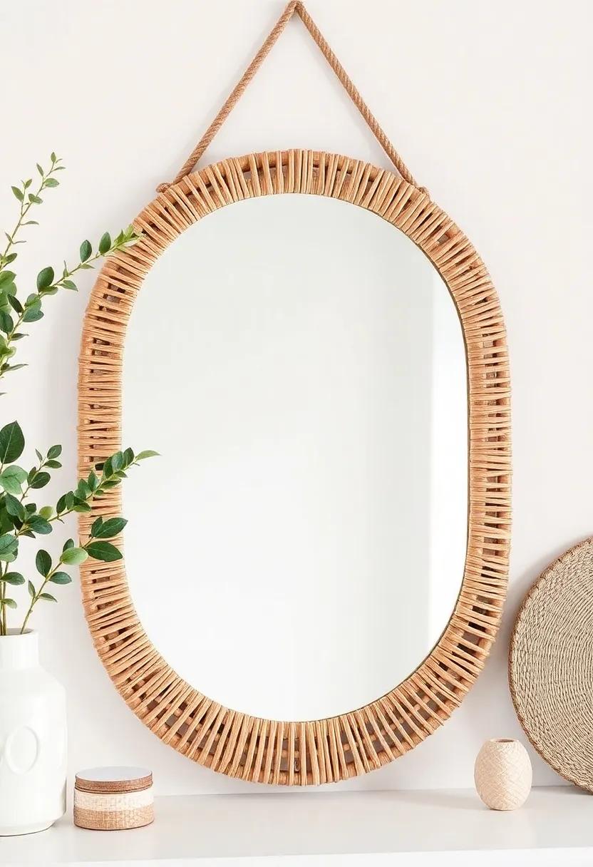 Woven Mirrors: Hang a statement mirror with a ​woven frame to reflect light ⁢and add a focal point to your decor