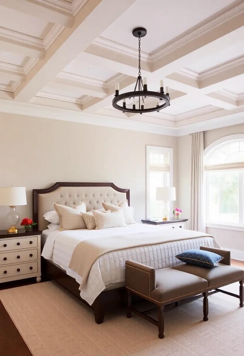 13) Ceiling Treatments: Consider adding crown​ molding or coffered ceilings to introduce architectural interest and elevate your ‍bedroom’s elegance