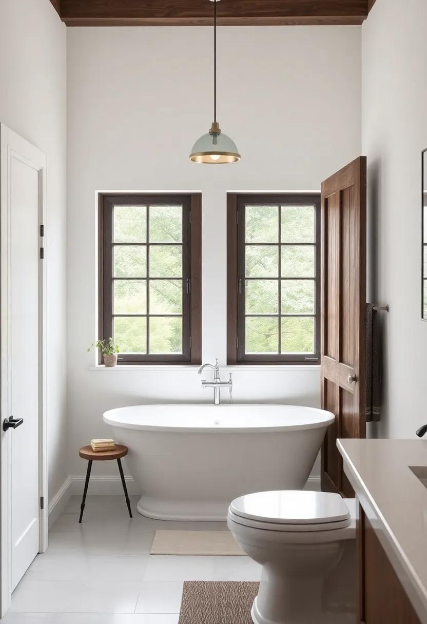 Charming Barn Door Concepts for Unique Bathroom Window Options