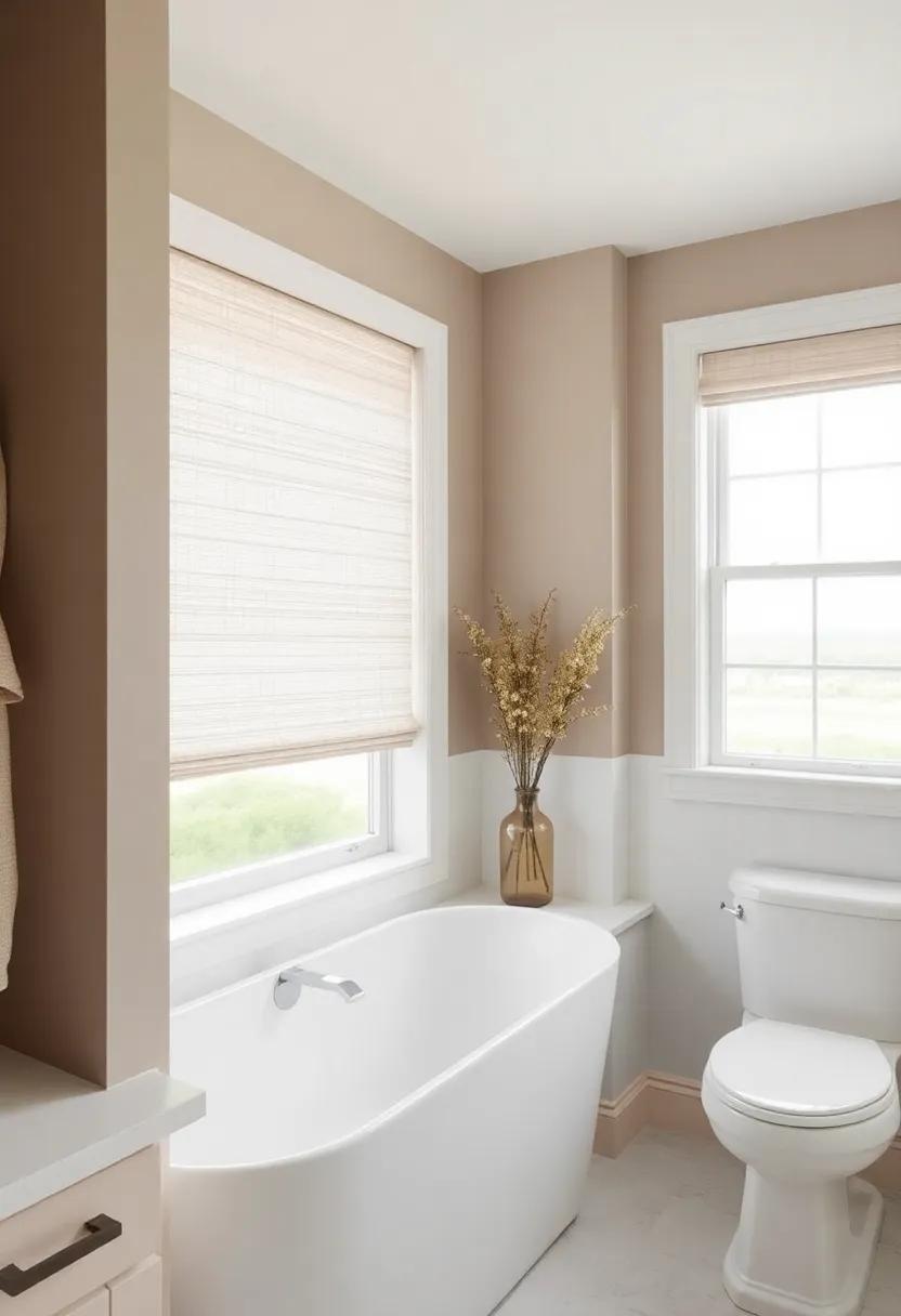 light-Filtering Roller Shades in Soft Earth Tones for a Modern Farmhouse look