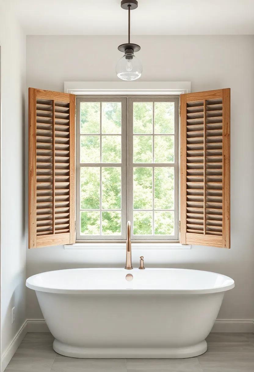 Rustic Wooden Shutters infusing Farmhouse Flair and Privacy