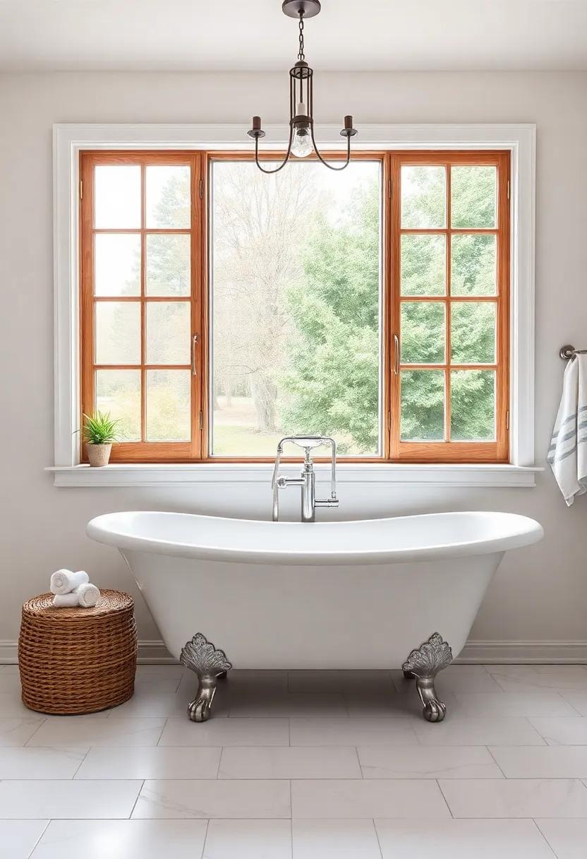 Rustic Chic Clawfoot Tub with Charming Window ​Views‍ for a⁢ Relaxing Retreat