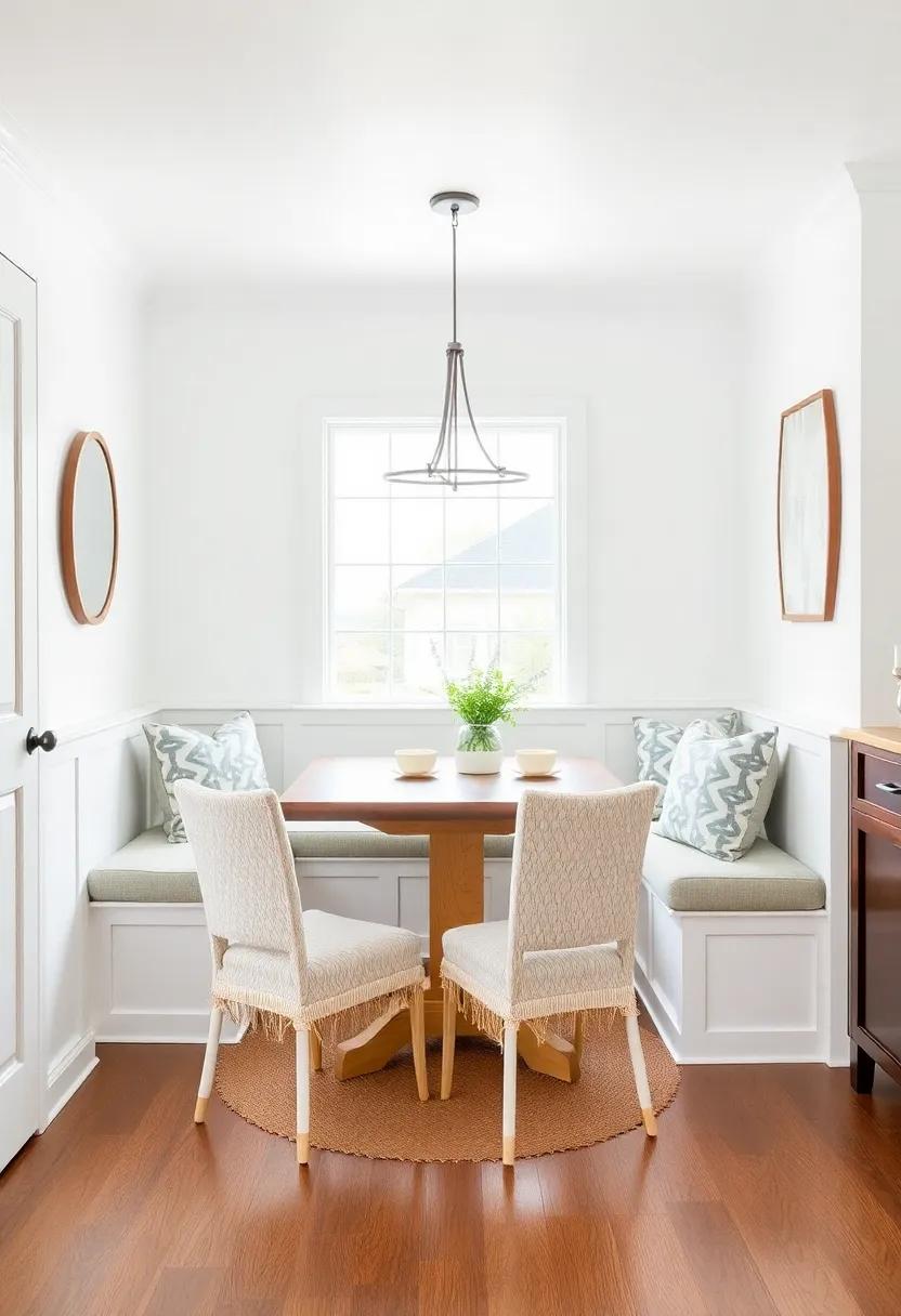 add a Cozy Nook: Create a charming dining nook with built-in bench seating and plush cushions, perfect for relaxing breakfasts or intimate dinners