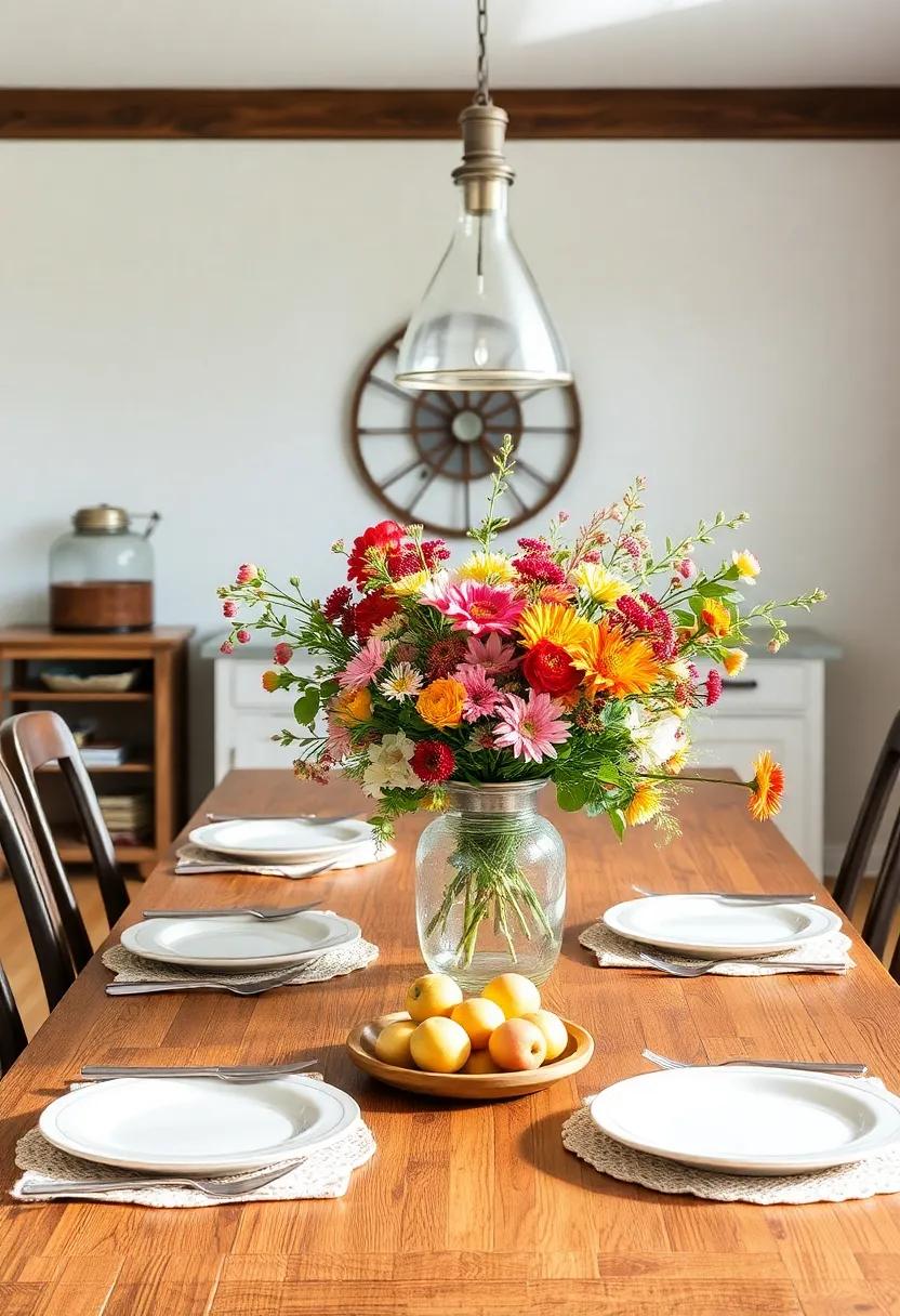 Create a Seasonal Centerpiece: Rotate seasonal centerpieces using fresh flowers, fruits, or branches to keep your dining table looking vibrant and inviting throughout the year