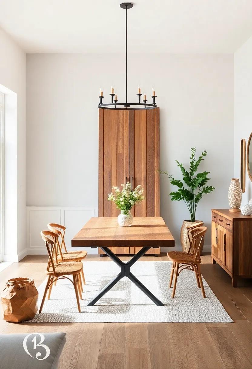 Use Natural Materials: embrace the beauty of natural materials like stone, wood, and metal in your dining room decor to create a welcoming and organic feel