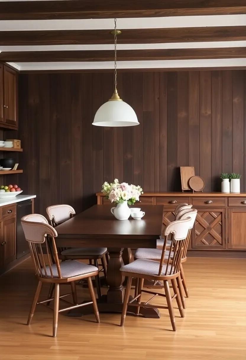 Blush Pink ⁣and Dark Wood: Create a ‍soft, feminine touch by blending blush pink accents against rich dark ‍wood ‌for⁣ an inviting dining ⁣space ​that feels timeless