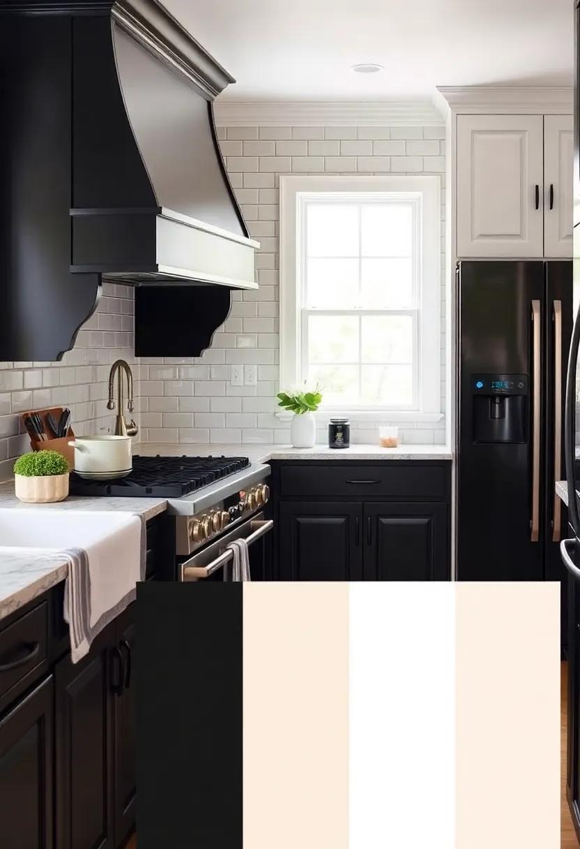 Classic⁣ Black and Antique White: Combine classic black accents with antique white cabinetry for a timeless elegance⁢ that exudes farmhouse sophistication