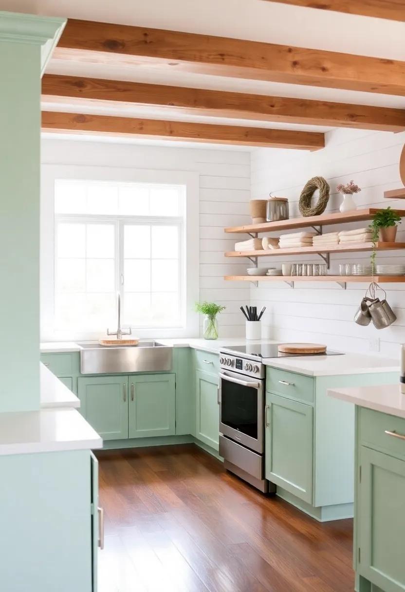 Mint Green and White Shiplap: Revitalize your space‌ with a light mint green alongside classic ⁢white shiplap, combining freshness and timeless appeal ‍that feels like home