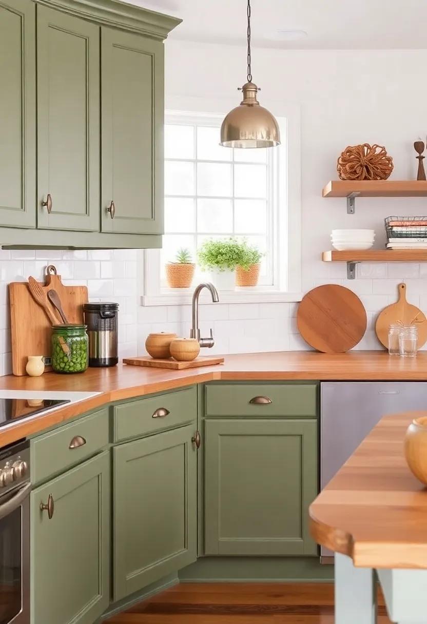Olive Green ‌and Natural Wood: Pair olive​ green cabinetry with natural wood elements⁣ to cultivate a connection with ⁤nature, perfect for rustic farmhouse ‍lovers