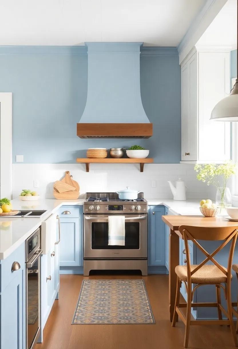 Pale ‌Blue and Crisp White: Infuse your kitchen with a refreshing palette of ‌pale blue ​and crisp white for ⁤a classic look that evokes memories of sunny‍ skies and ‍coastal charm