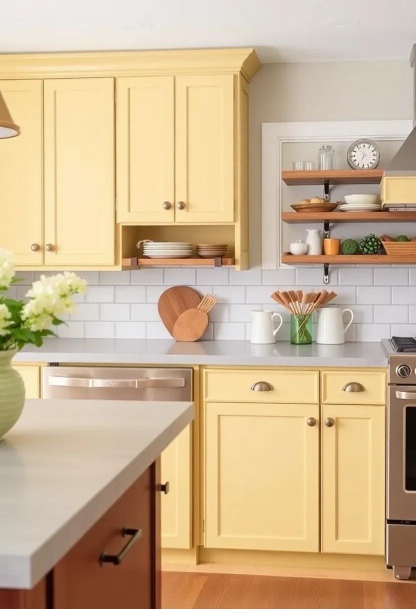 Vanilla Yellow and Stone Gray: Capture warmth with vanilla yellow cabinets​ paired with a stone gray ​countertop, offering an inviting⁤ vibe without ‌sacrificing ‌style
