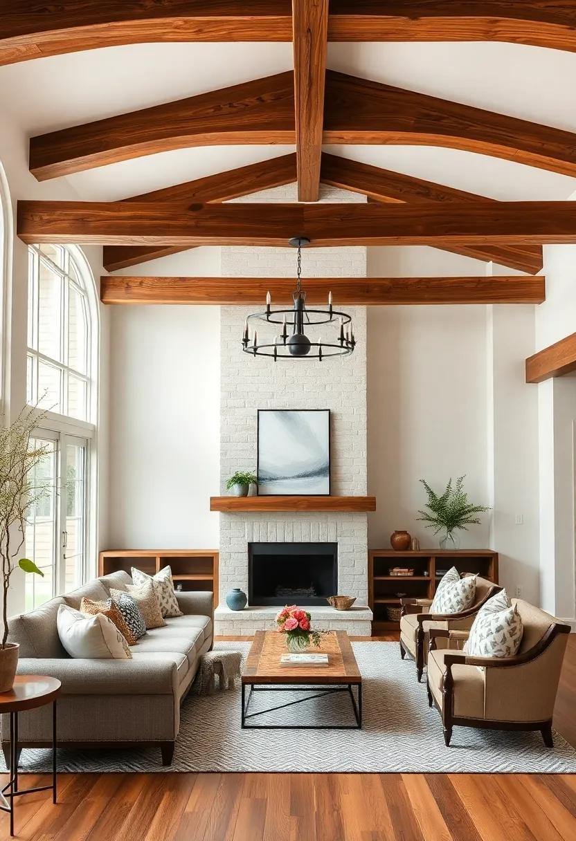 Embracing ‌natural Warmth with Rustic Wooden Beams in Your Farmhouse Living Room