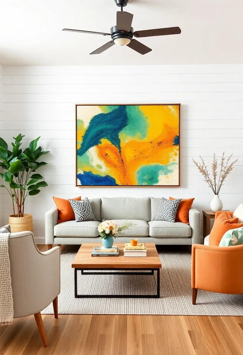 Bold Décor:⁣ Experiment‍ with vibrant, oversized artwork to create an eye-catching contrast against soft‍ shiplap