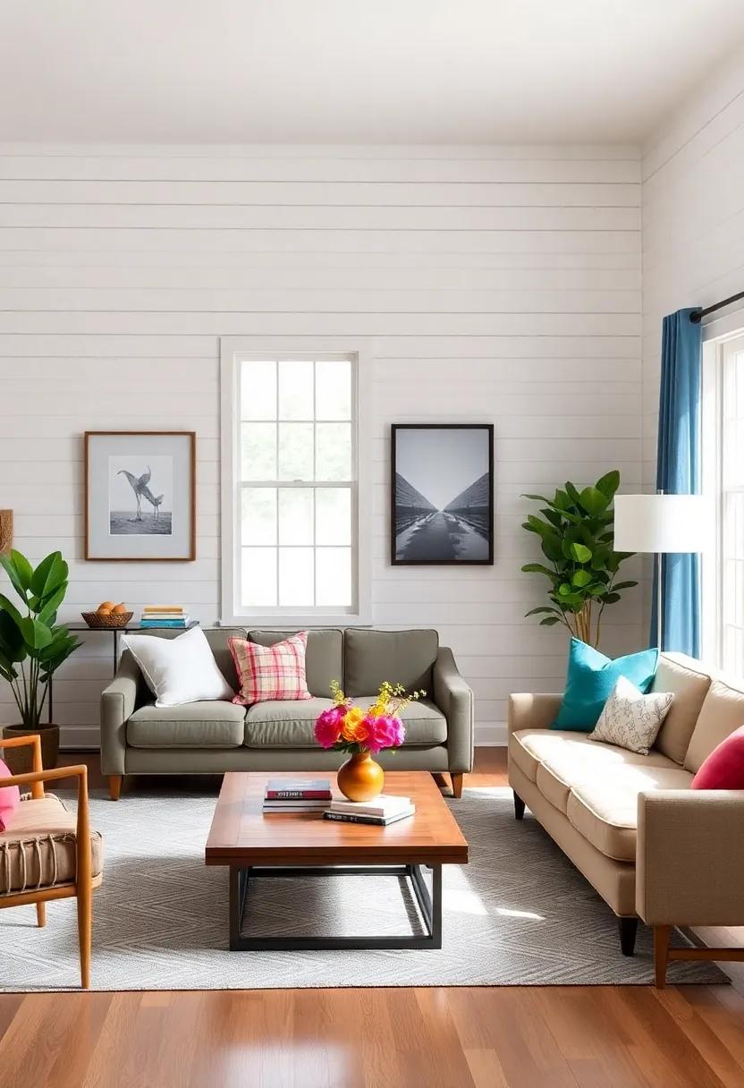Colorful accents: Use ‍bold accent colors in accessories or furniture to brighten up the neutral backdrop of shiplap ⁣walls